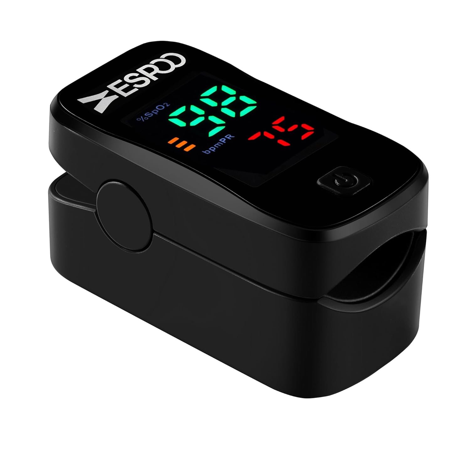 ESPOO Pulse Oximeter, Oxygen Monitor Fingertip with 2 AAA Batteries&Lanyard (Black)