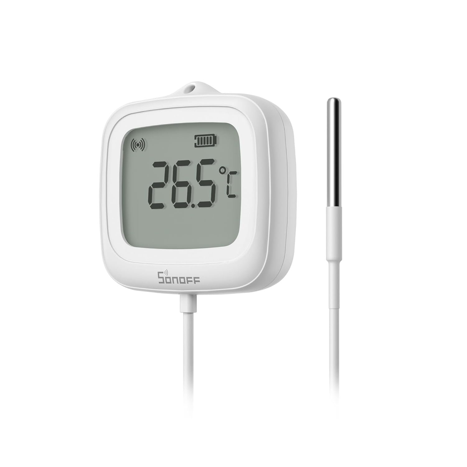 SONOFF SNZB-02LD Zigbee Waterproof Temperature Sensor with 1.5M Stainless Steel Probe, LCD Display, -40~115°C Range, APP Monitoring, Magnetic Mount, Works with Zigbee Hub