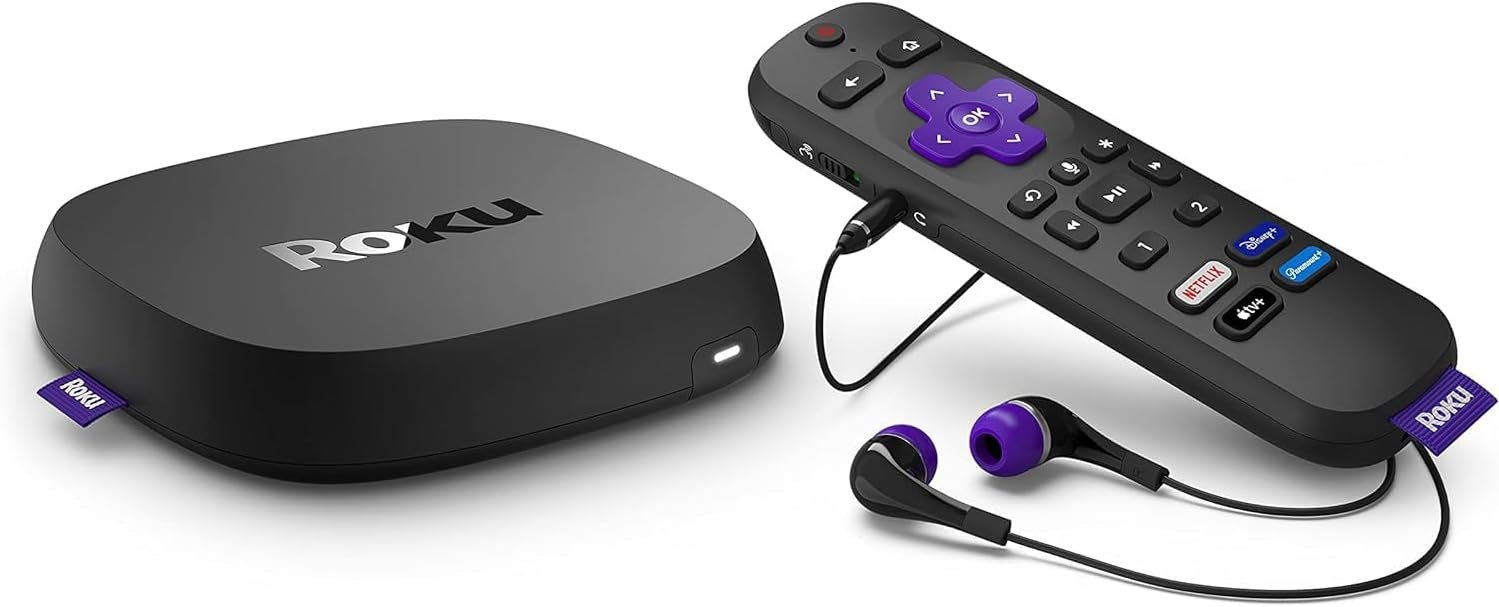 Roku Ultra | The Ultimate Streaming Device 4K/HDR/D. Vision/Atmos, Rechargeable Roku Voice Remote Pro, and More | Free & Live TV (Renewed)