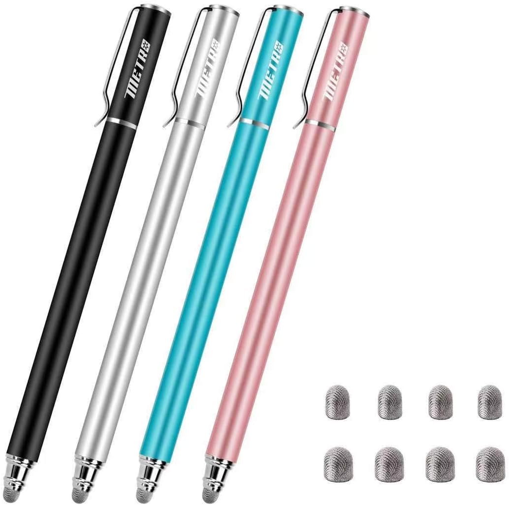 METRO Universal Stylus Pens for Touch Screens – High Sensitivity Capacitive Stylus Fiber Tips 2 in 1 Touch Screen Pen with 8 Extra Tips for iPad iPhone Android Phone Chromebook All Touchscreen Tablets