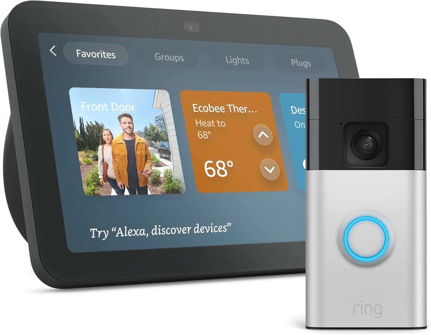 Amazon Echo Show 8 with Ring Battery Doorbell (newest model), with Alexa+ Early Access
