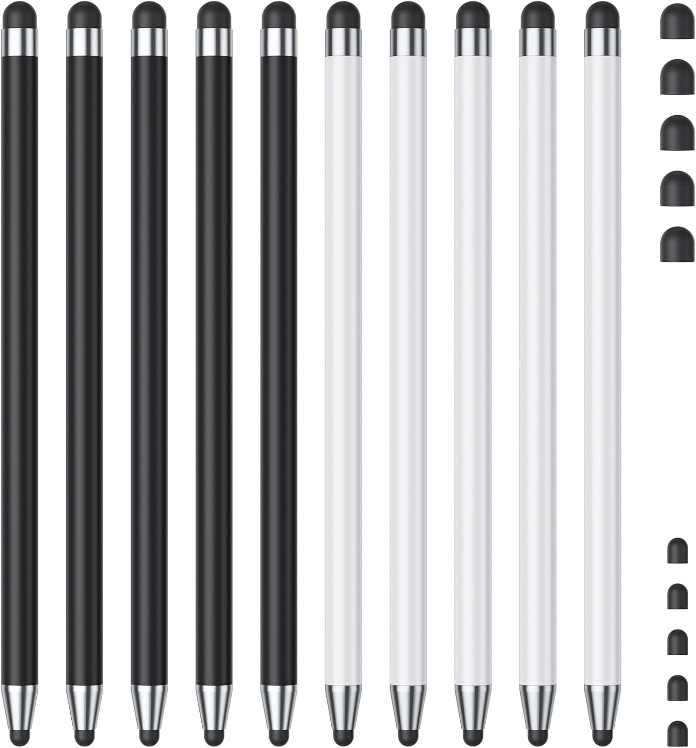 Stylus (10Pcs), Stylus Pen for Touchscreen, High Precision and Sensitivity Stylus Pen for iPad/iPhone/Samsung/Android Smartphone and Tablets, Compatible with All Capacitive Touch Screen (Black/White)