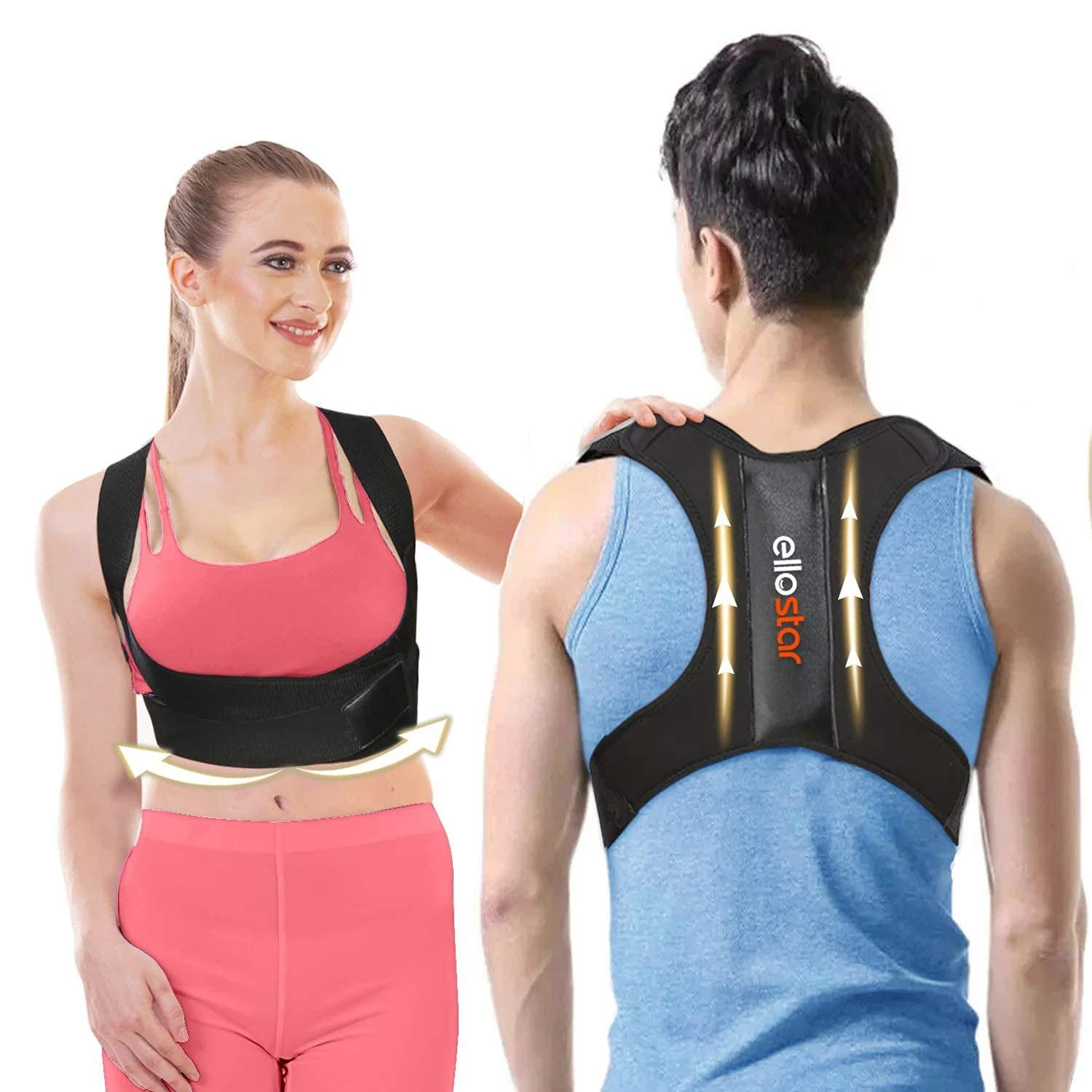ellostar Back Brace Posture Corrector for Women and Men, Lumbar Shoulder and Back Straightener Posture Improvement Pain Relief (Large) Lower Chest 33 -39 Inch