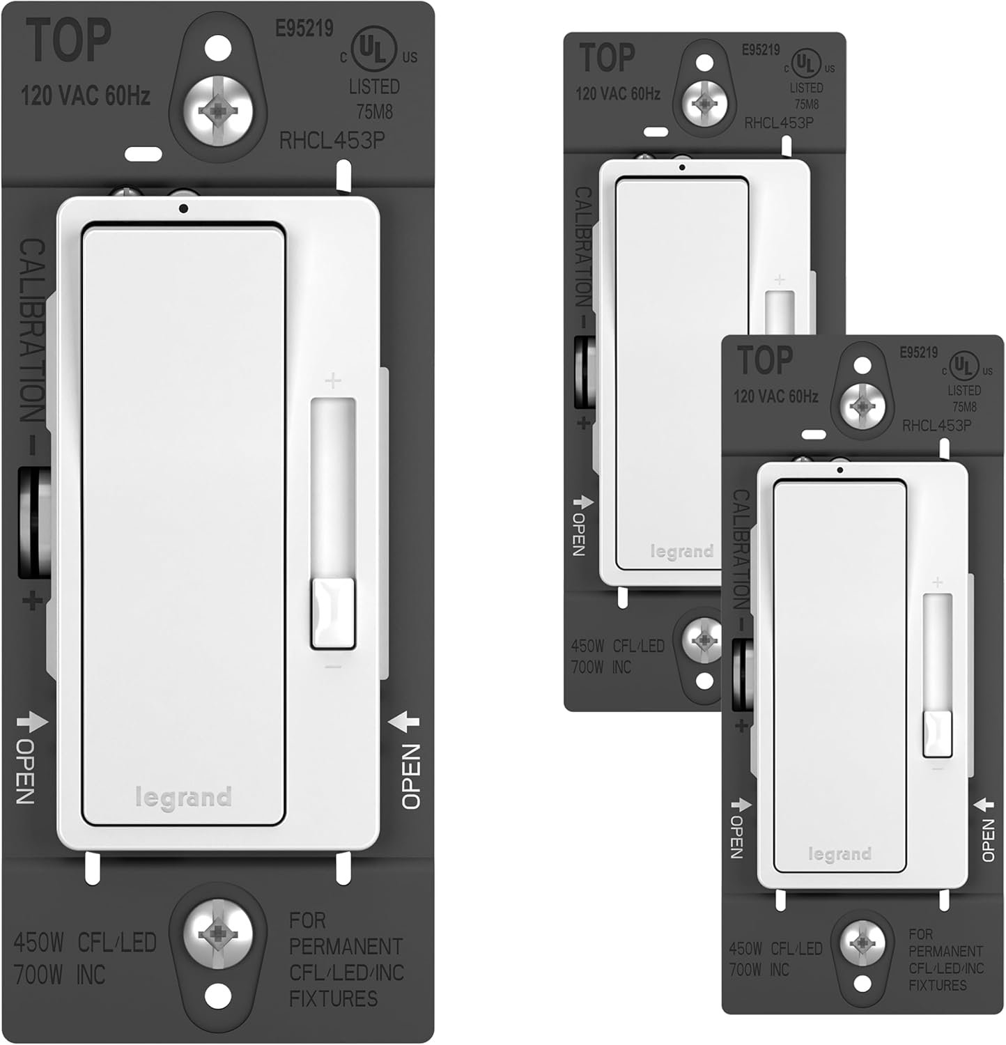 Legrand – Pass & Seymour Radiant CFL/LED Dimmer, White, 3-Pack