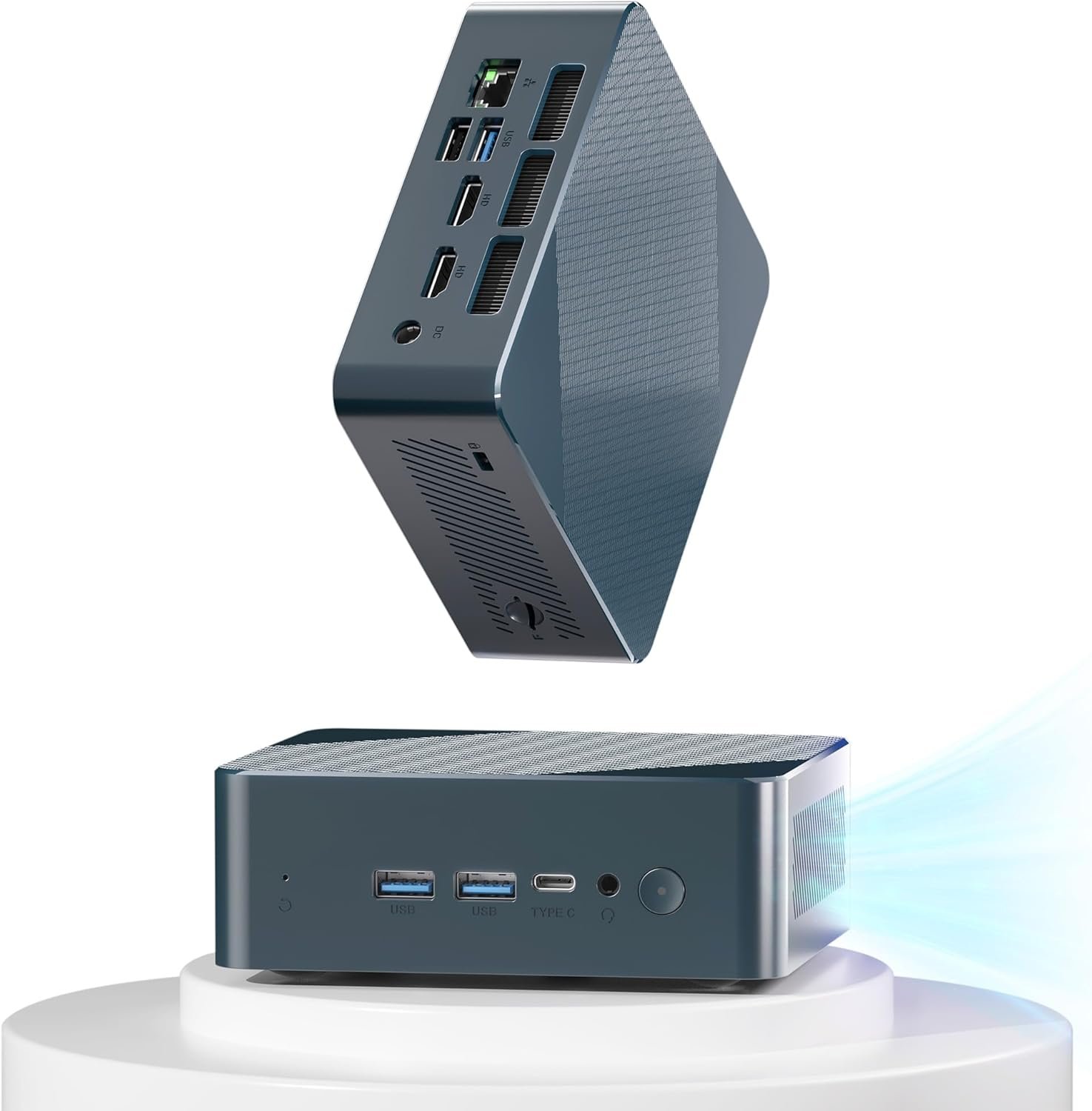 Getorli Mini PC, AMD 3550H(Max 3.7GHz), Mini Computers 16GB DDR4 RAM 512GB SSD, Mini Desktop Computer 4K 60Hz Displays/Dual HDMI/Type-C&USB3.2 Ports/LAN RJ45/WiFi 5/BT5.0 for Home/Office/Business