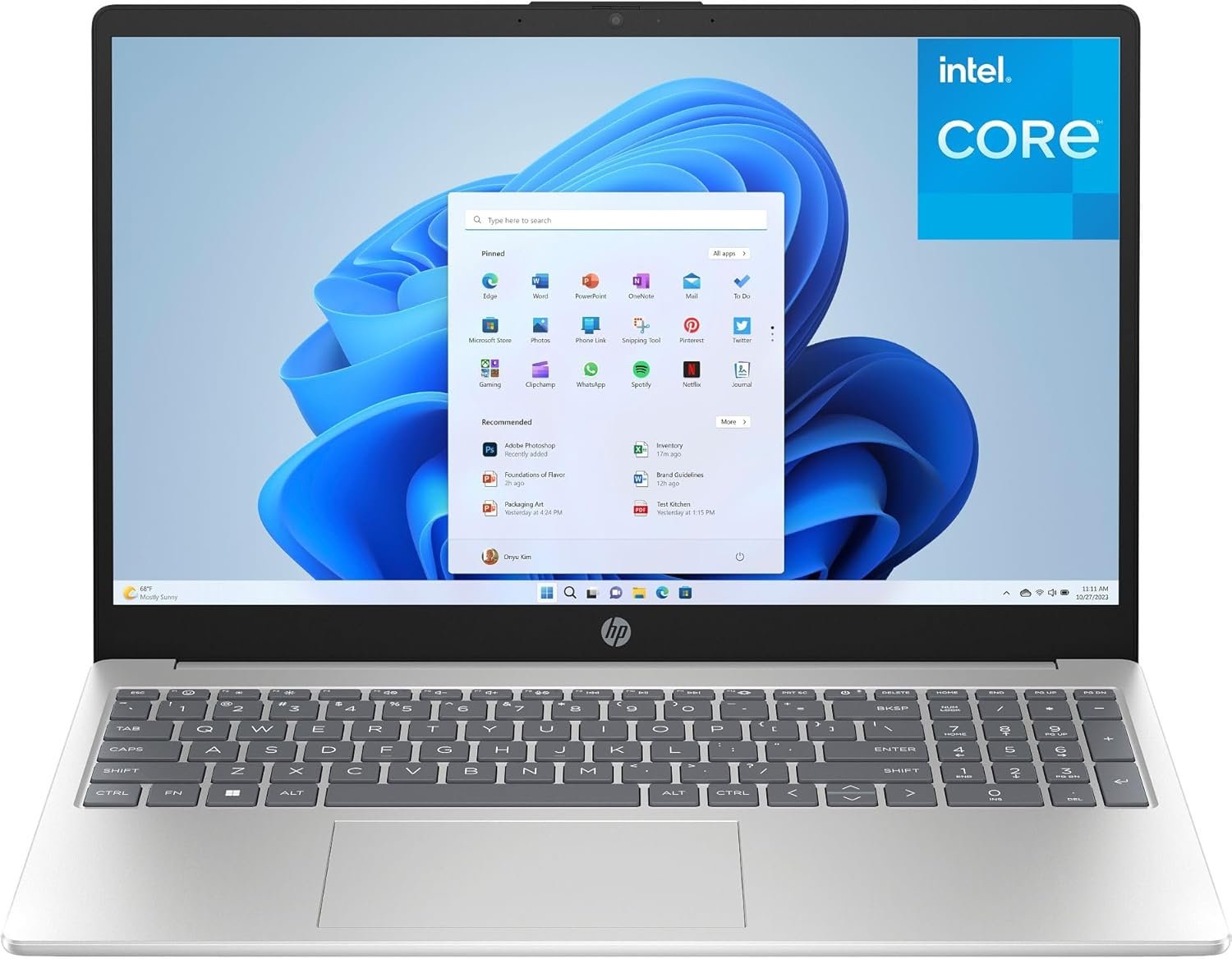 HP Laptop Computer, 15.6“ FHD Display, Intel 4-Core Processor, 8GB RAM, 256GB PCIe SSD, WiFi 6, Bluetooth 5.3, USB-C, HDMI, Webcam, Numeric Keypad, Natural Silver, Windows 11 Home