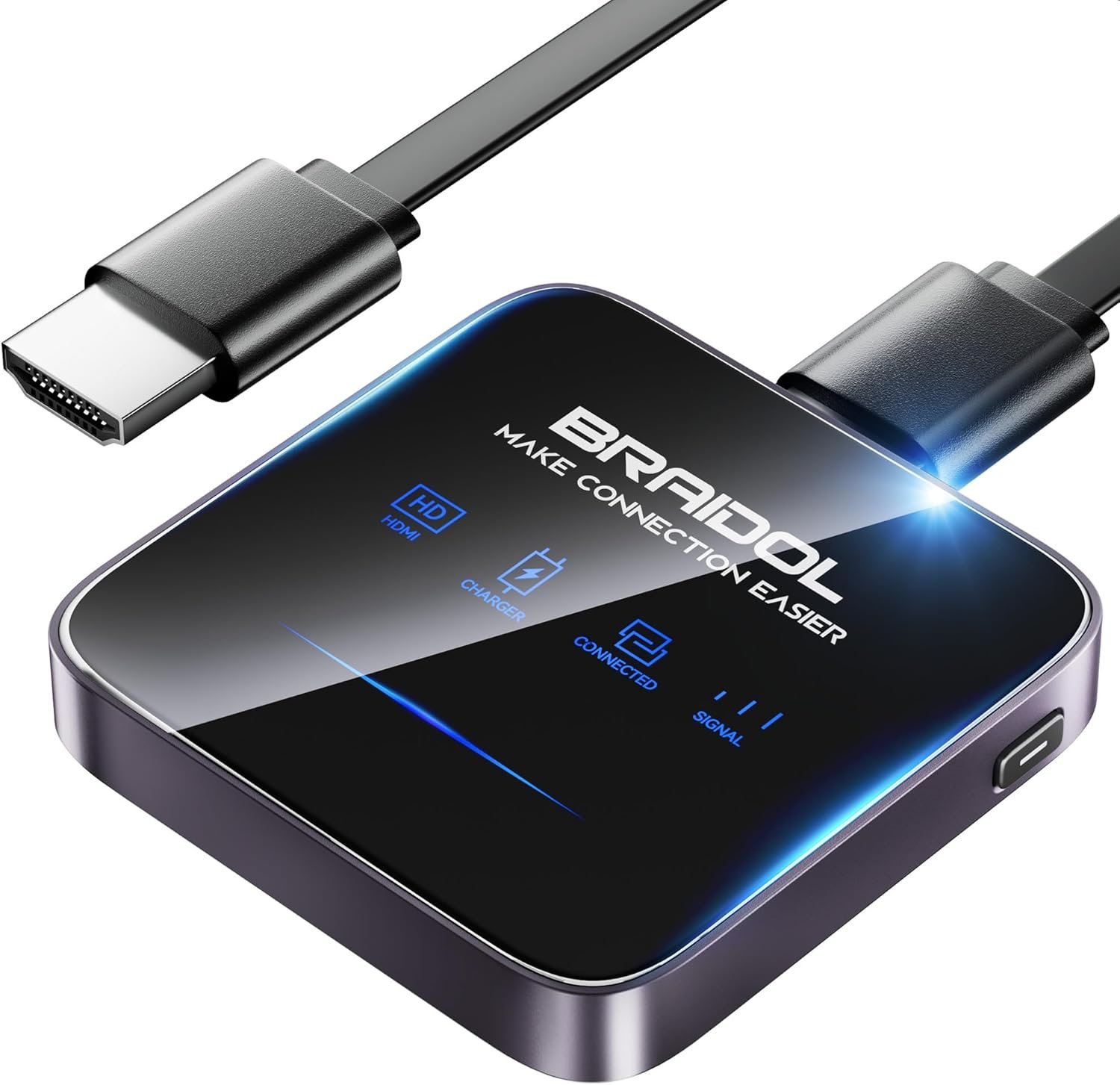 2026 Upgraded Wireless HDMI Display Dongle Adapter, Transmitter Streaming Media Video/Audio/File HDMI Wireless Extender from Smartphone,Laptop to HDTV/Monitor/Projector, Support Airplay DLNA (Gery)