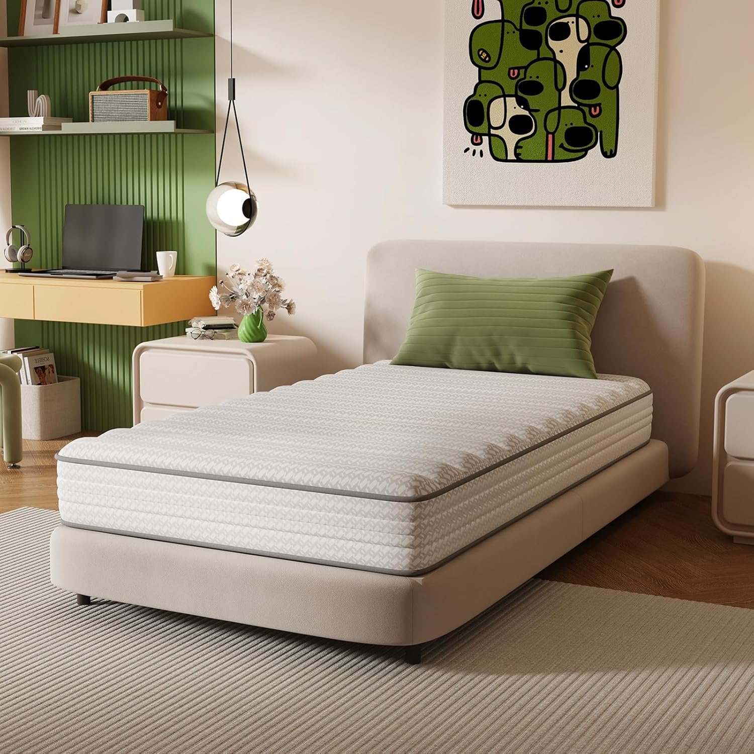 Novilla Twin Mattress, 8 Inch Twin Size Mattresses in a Box with Smarts™ Coil for Pressure Relief, Medium Plush Foam and Spring Hybrid Colchones with CertiPUR-US Certified for Kid for Kidss