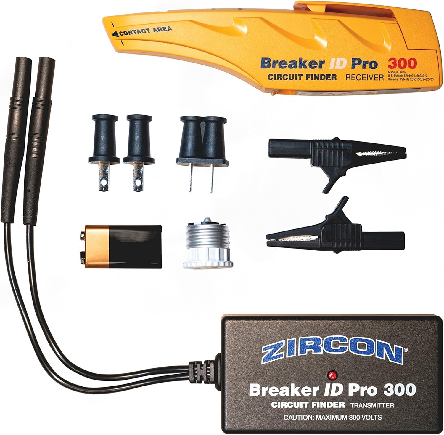 Zircon Breaker ID Pro 300 Electrical Circuit Breaker Finder Kit — Transmitter, Receiver & Adapters for 120V/240V Systems, Residential & Commercial Use (CAT III Rated)