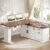 SEDETA Farmhouse L Shaped Standing Desk, 55 inch Height Adjustable Corner Desk with Storage Drawers, Standing Computer Desks with Power Outlets for Home Office, White